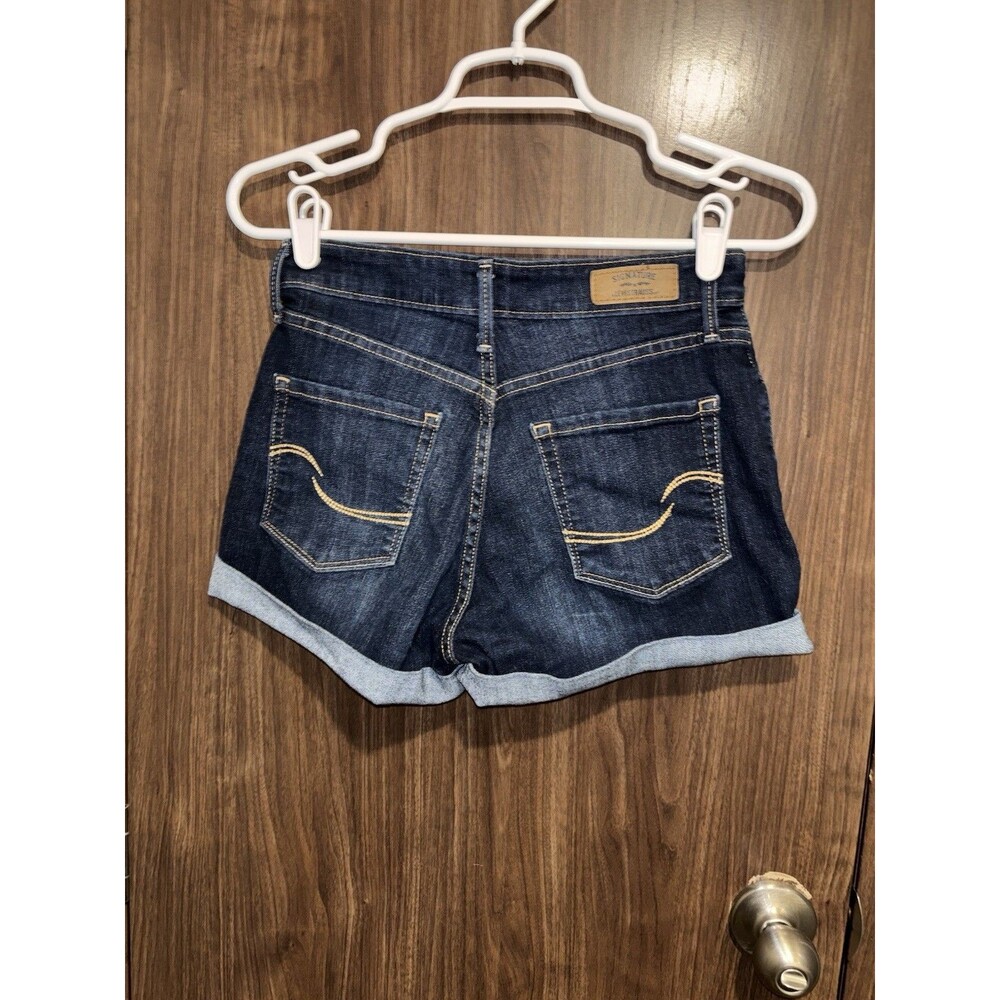 Signature by Levi Strauss & Co. Women's Blue High Rise Denim Cuffed Shorts 2
